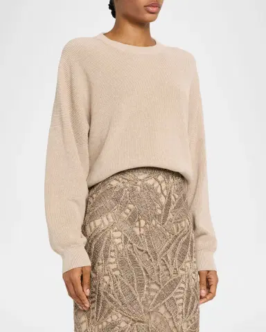 Brunello Cucinelli Ribbed Knit Cotton Sweater | Thumbnail 3