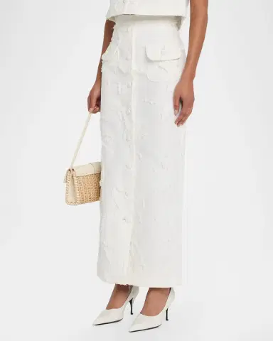 Adam Lippes Dakota Textured Crepe Button-Front Maxi Skirt | Thumbnail 3 Adam Lippes Dakota Textured Crepe Button-Front Maxi Skirt | Thumbnail 3