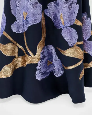 Amsale Strapless Floral Trim Long Gown | Thumbnail 3 Amsale Strapless Floral Trim Long Gown | Thumbnail 3