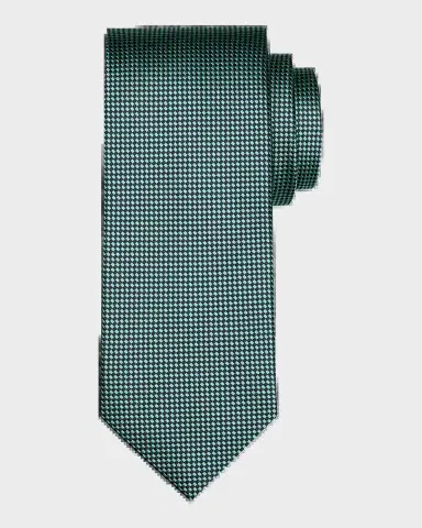 Isaia Men 's Micro-Check Silk Tie | Thumbnail 2