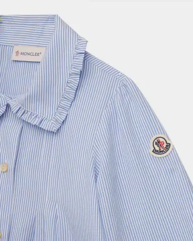Moncler Girl's Ruffled Stripe Shirtdress, Size 8- | Thumbnail 2