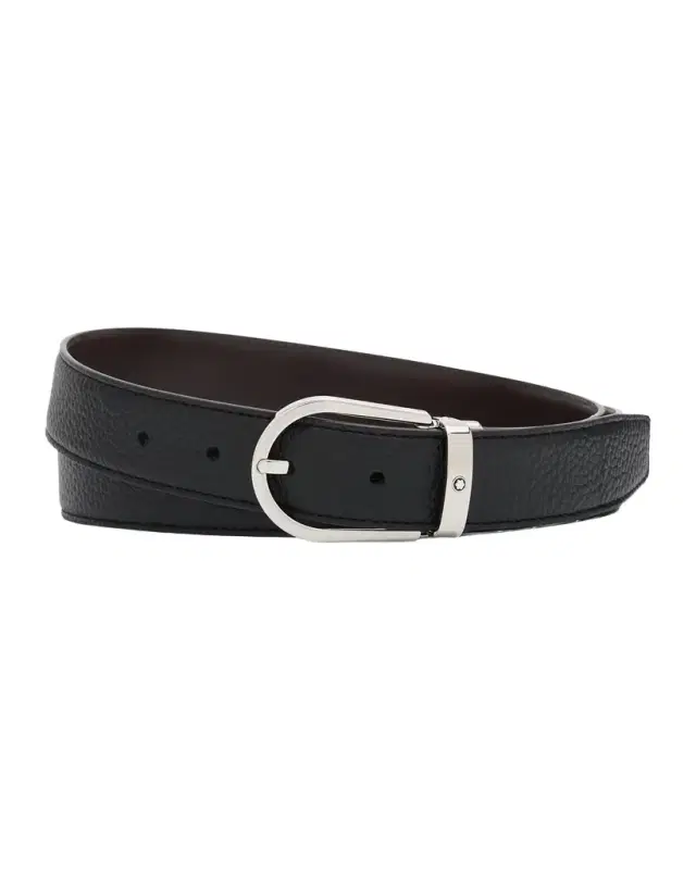 Men 's Horseshoe-Buckle Reversible Leather Belt