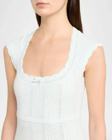 LoveShackFancy Laighton Pointelle Knit Mini Dress | Thumbnail 4