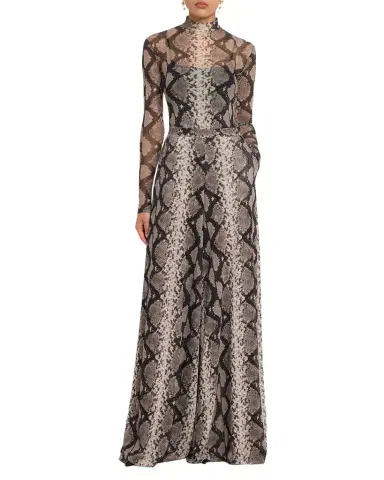 Lapointe Snakeskin-Print Mesh Wide-Leg Pants | Thumbnail 1 Lapointe Snakeskin-Print Mesh Wide-Leg Pants | Thumbnail 1