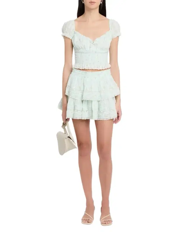 LoveShackFancy Floral Ruffle Mini Skirt