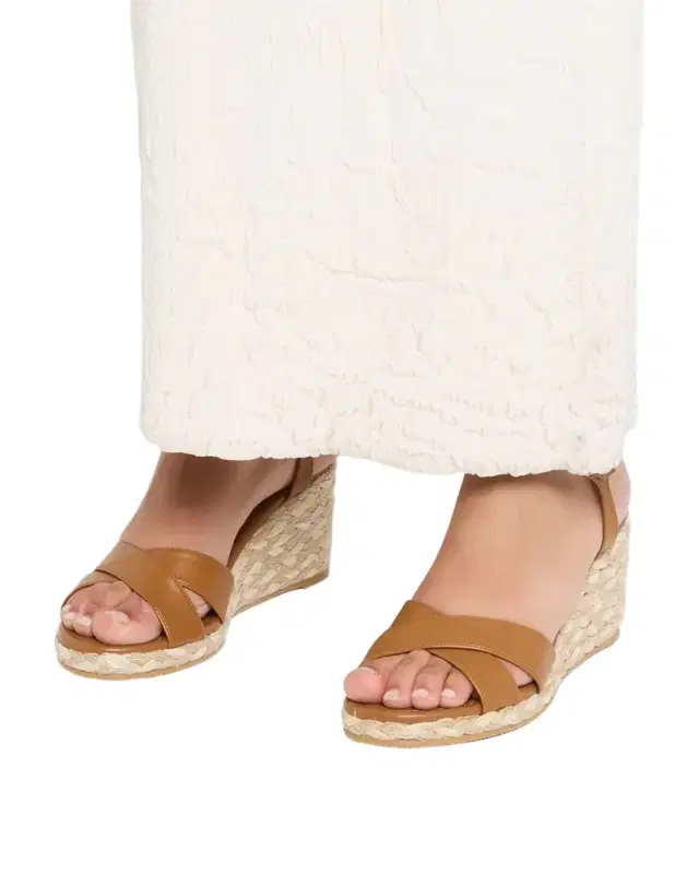 Stuart Weitzman 5mm Dayna Leather Crisscross Espadrille Sandals