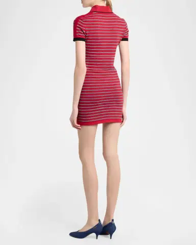 Versace Stripe Knit Mini Polo Dress | Thumbnail 2 Versace Stripe Knit Mini Polo Dress | Thumbnail 2