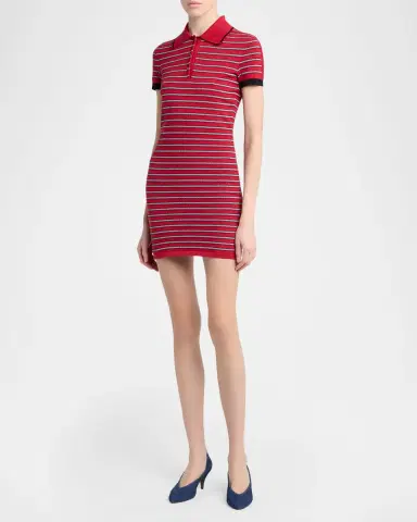 Versace Stripe Knit Mini Polo Dress | Thumbnail 3 Versace Stripe Knit Mini Polo Dress | Thumbnail 3