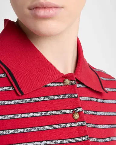 Versace Stripe Knit Mini Polo Dress | Thumbnail 4 Versace Stripe Knit Mini Polo Dress | Thumbnail 4