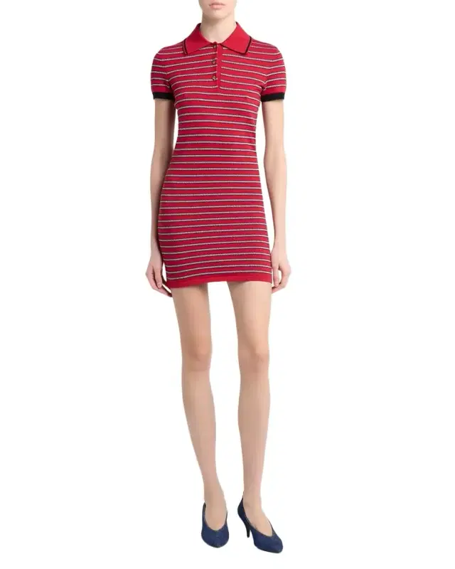 Versace Stripe Knit Mini Polo Dress