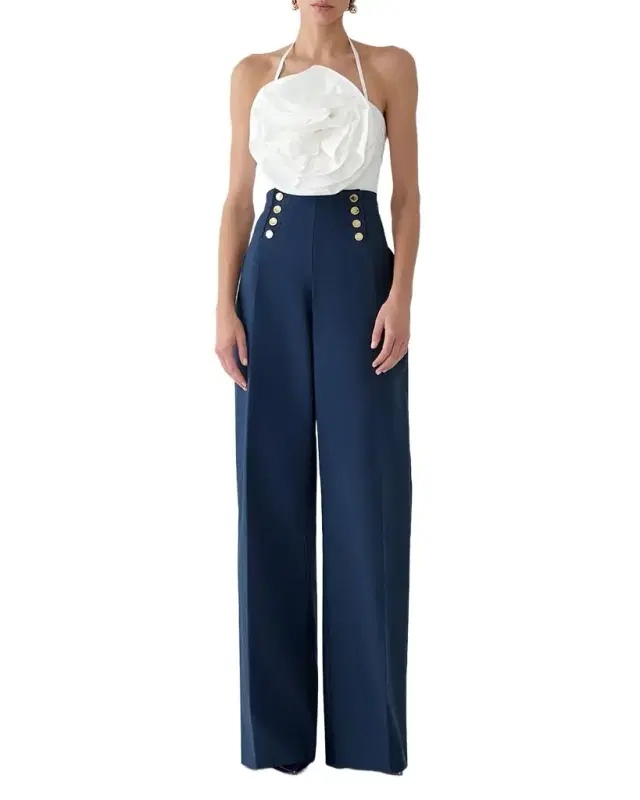Carolina Herrera Rose Applique Halter Top