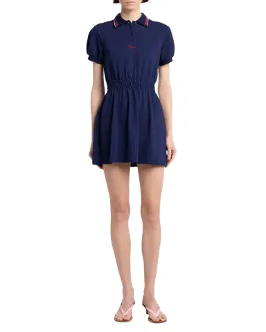 Versace Embroidered Knit Mini Polo Dress | Thumbnail 1 Versace Embroidered Knit Mini Polo Dress | Thumbnail 1