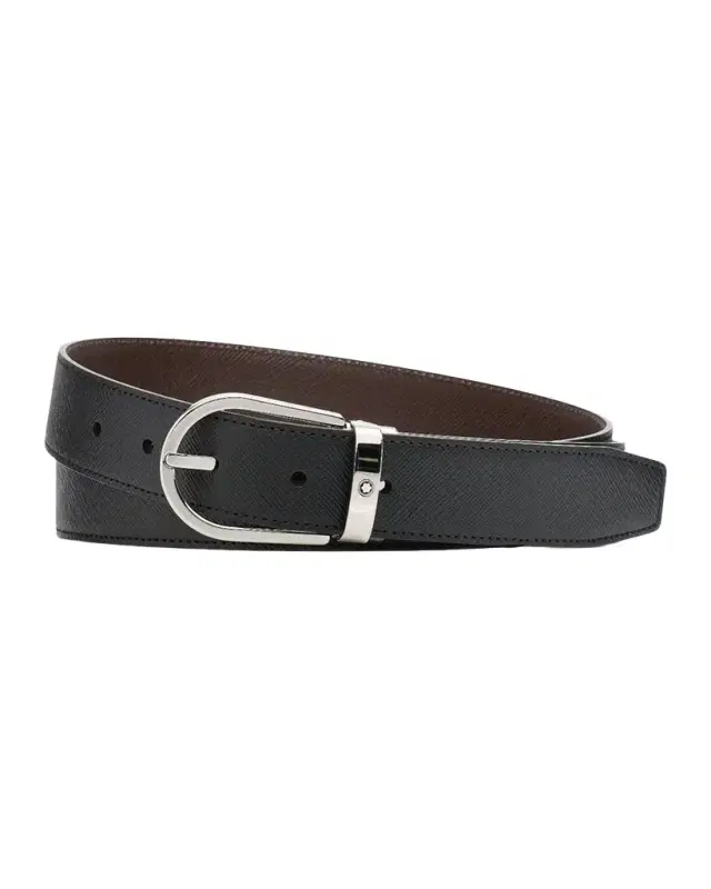 Men 's Horseshoe-Buckle Reversible Leather Belt