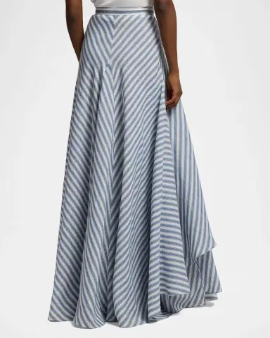 Ralph Lauren Collection Alternating Lines Umbrella Linen Skirt | Thumbnail 2