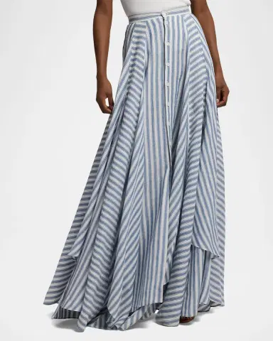 Ralph Lauren Collection Alternating Lines Umbrella Linen Skirt | Thumbnail 3