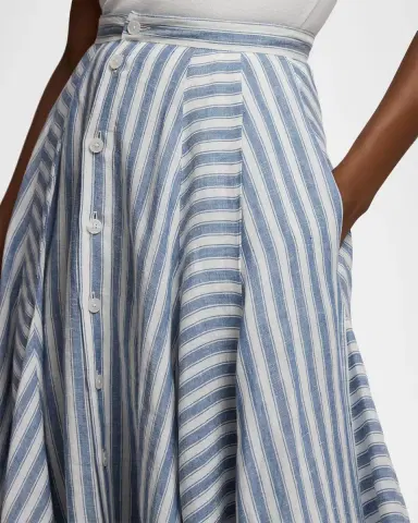 Ralph Lauren Collection Alternating Lines Umbrella Linen Skirt | Thumbnail 4