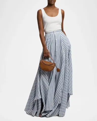 Ralph Lauren Collection Alternating Lines Umbrella Linen Skirt | Thumbnail 6
