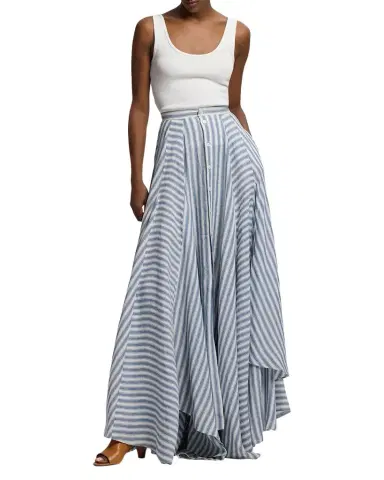 Ralph Lauren Collection Alternating Lines Umbrella Linen Skirt | Thumbnail 1