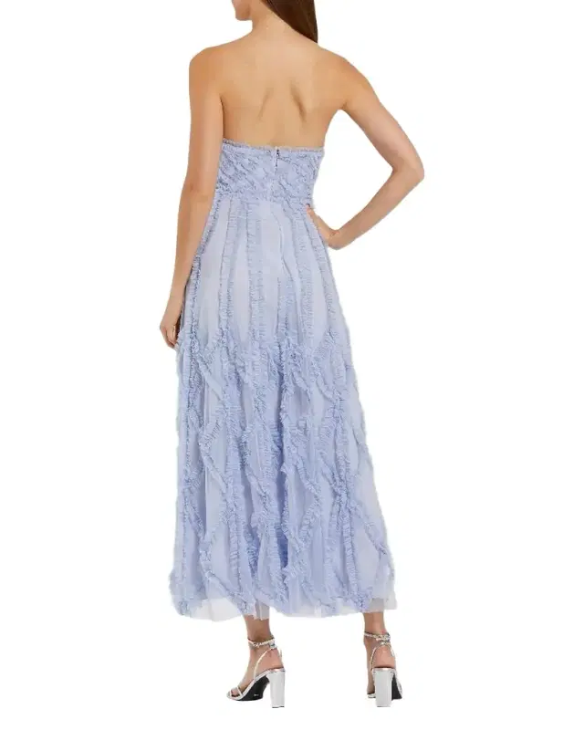 Mac Duggal Cocktail Ruffled Mesh Strapless Gown