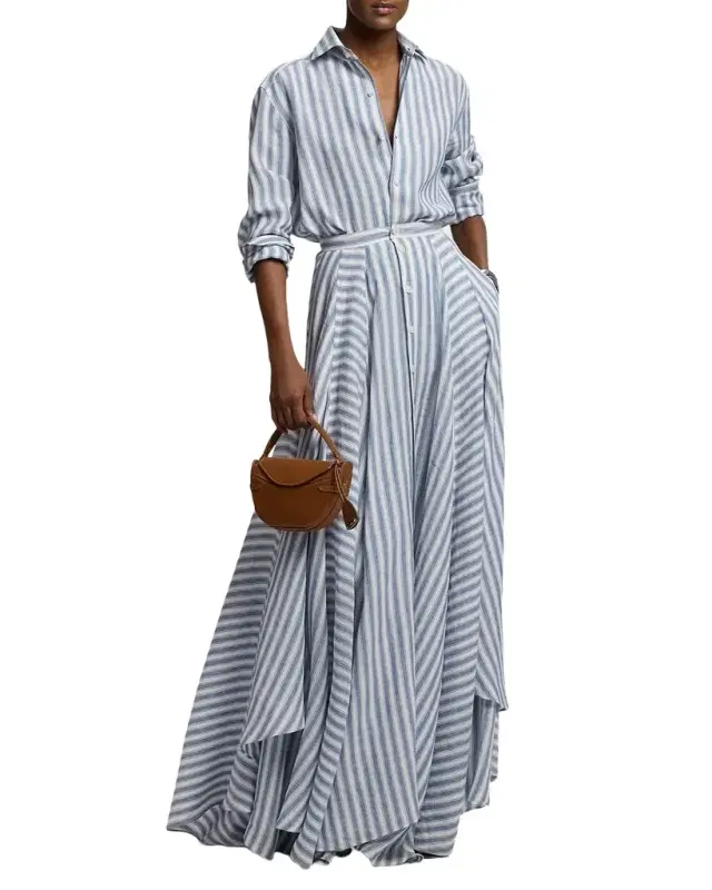 Striped Linen Button-Front Shirt
