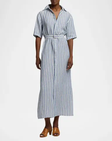Ralph Lauren Collection Carol Striped Linen Day Dress | Thumbnail 3 Ralph Lauren Collection Carol Striped Linen Day Dress | Thumbnail 3