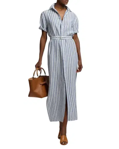 Ralph Lauren Collection Carol Striped Linen Day Dress | Thumbnail 1 Ralph Lauren Collection Carol Striped Linen Day Dress | Thumbnail 1