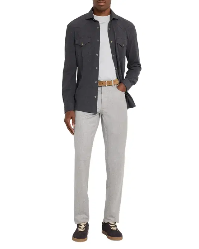 Brunello Cucinelli Men 's Cotton Piqué Western Shirt