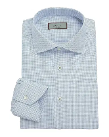 Canali Men's Cotton Micro-Check Dress Shirt | Thumbnail 1 Canali Men's Cotton Micro-Check Dress Shirt | Thumbnail 1