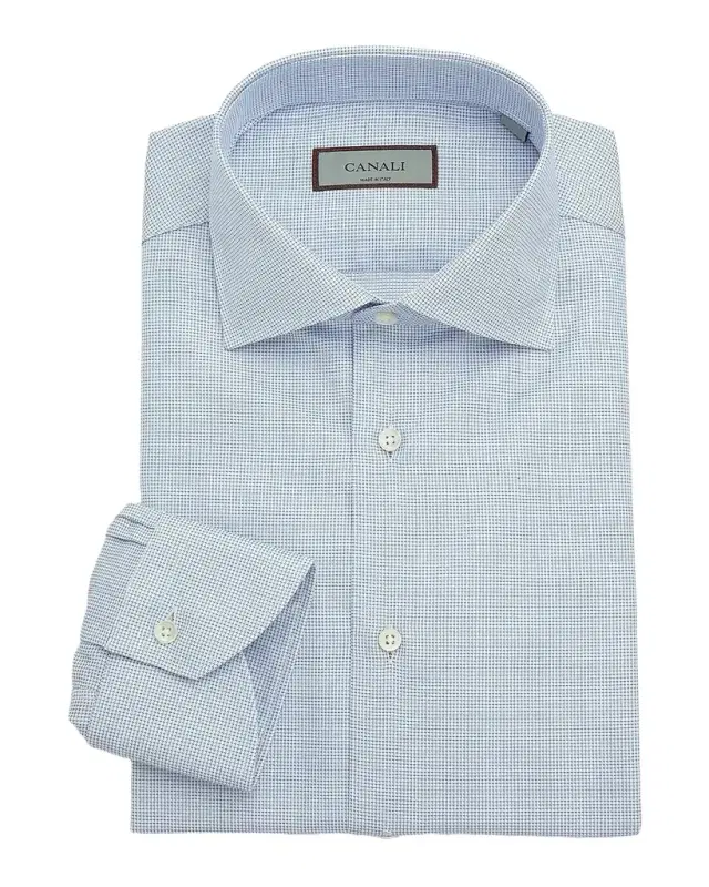 Men 's Cotton Micro-Check Dress Shirt