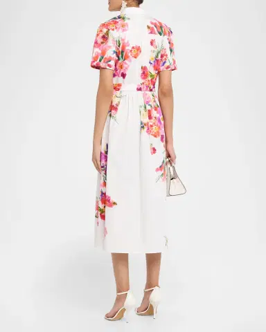 Saloni Vivienne Printed Short-Sleeve Shirtdress | Thumbnail 2 Saloni Vivienne Printed Short-Sleeve Shirtdress | Thumbnail 2