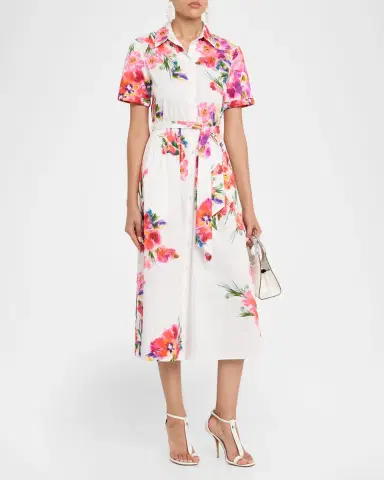 Saloni Vivienne Printed Short-Sleeve Shirtdress | Thumbnail 3 Saloni Vivienne Printed Short-Sleeve Shirtdress | Thumbnail 3