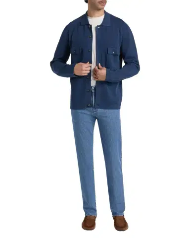 Canali Men's Cotton Knit Concealed-Placket Overshirt | Thumbnail 1 Canali Men's Cotton Knit Concealed-Placket Overshirt | Thumbnail 1