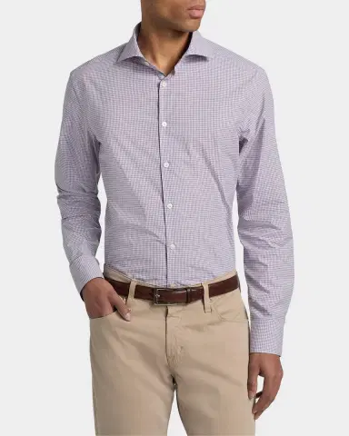 Canali Men's Cotton Mini-Check Classic Fit Sport Shirt | Thumbnail 3