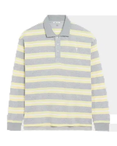 AMI PARIS Men's Ami de Coeur Embroidered Long-Sleeve Polo Shirt | Thumbnail 2