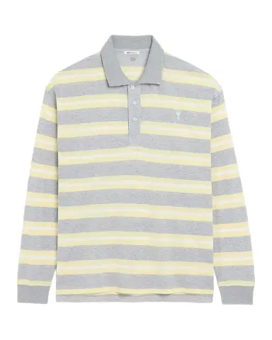 AMI PARIS Men's Ami de Coeur Embroidered Long-Sleeve Polo Shirt | Thumbnail 1