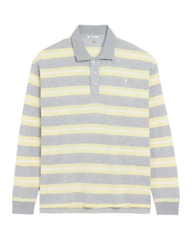 Men 's Ami de Coeur Embroidered Long-Sleeve Polo Shirt