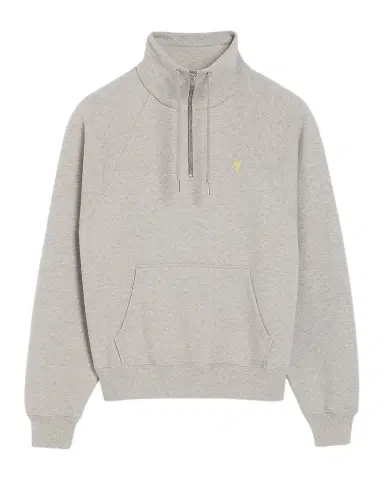 AMI PARIS en's Micro-Ami de Coeur Funnel Neck Half-Zip Hoodie | Thumbnail 1 AMI PARIS en's Micro-Ami de Coeur Funnel Neck Half-Zip Hoodie | Thumbnail 1