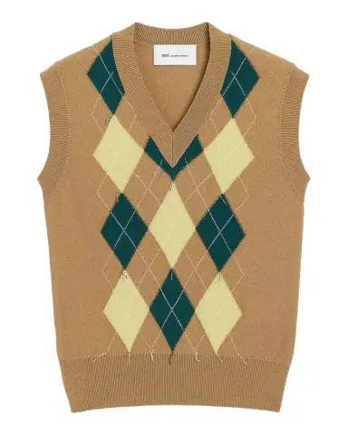 AMI PARIS Men's Wool Intarsia Knit Argyle Vest | Thumbnail 1