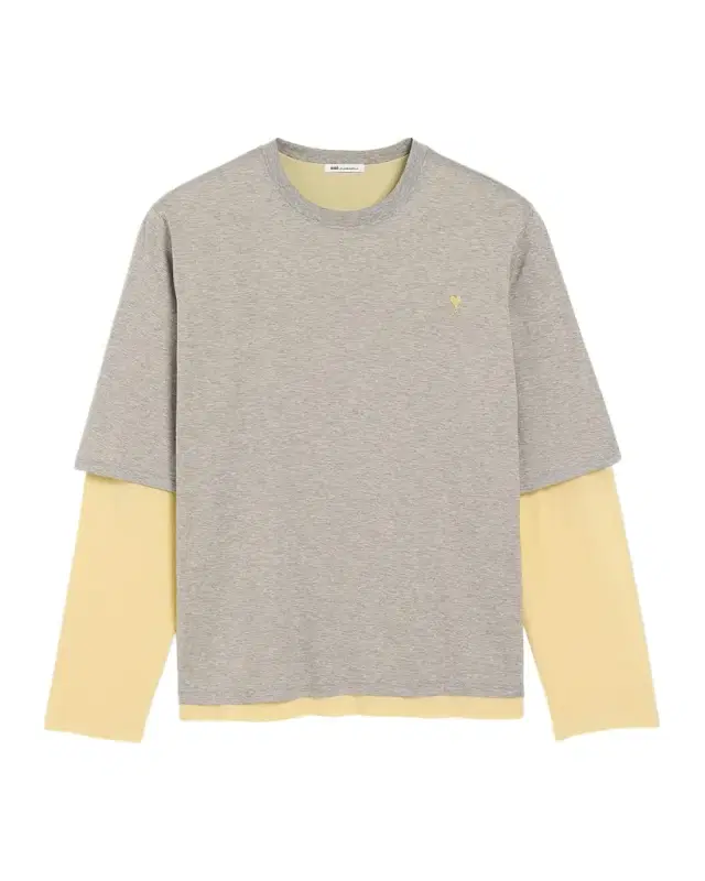 Ami Paris Men 's Cotton Ami de Coeur Layered Long-Sleeve T-Shirt