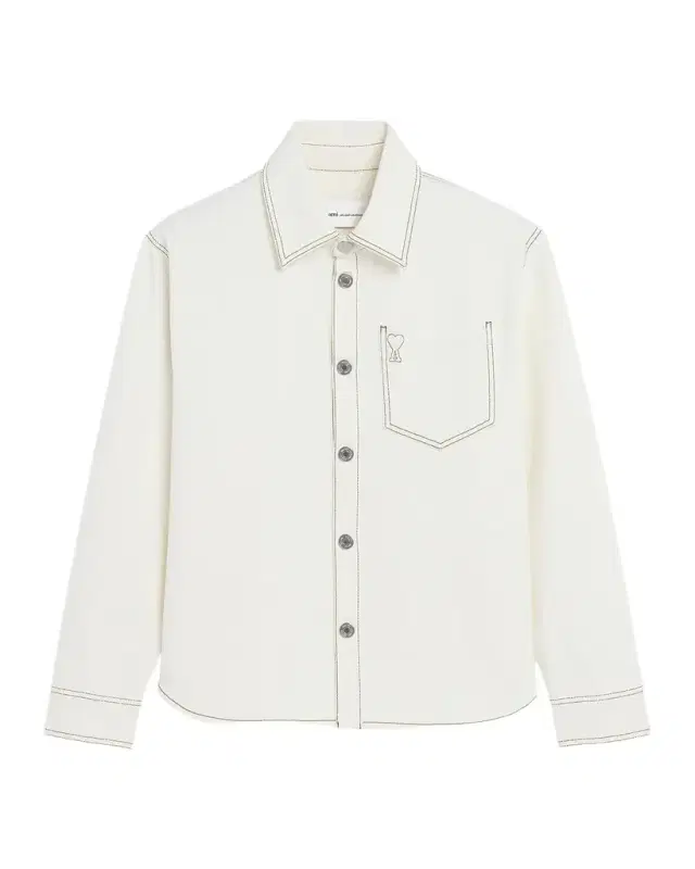 Ami Paris Men 's Cotton Ami De Coeur Contrast-Stitched Overshirt