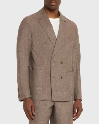 OFFICINE GÉNÉRALE Men's Light Brown Wool Leon Double-Breasted Sport Coat | Thumbnail 3