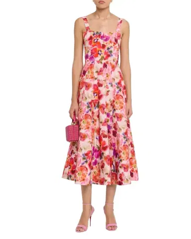 Saloni Sabrina Floral A-Line Midi Dress | Thumbnail 1