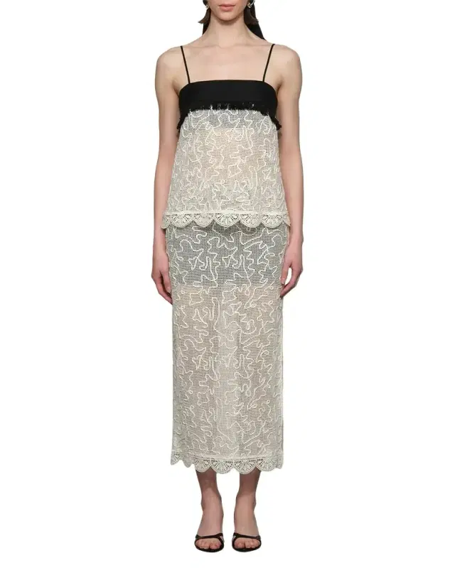 Willis Embroidered Net Midi Skirt