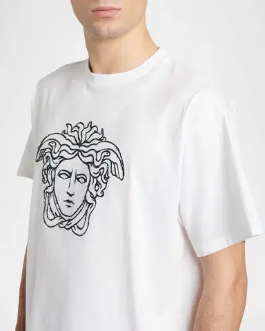 Versace Men's Medusa Head Outline Cotton T-Shirt | Thumbnail 3