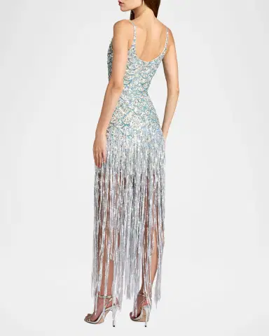 Mac Duggal Sequined Fringe Sleeveless Dress | Thumbnail 2 Mac Duggal Sequined Fringe Sleeveless Dress | Thumbnail 2