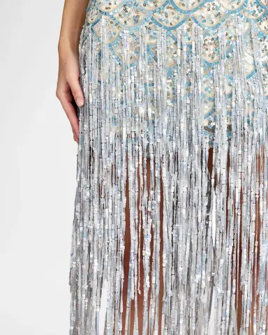 Mac Duggal Sequined Fringe Sleeveless Dress | Thumbnail 3 Mac Duggal Sequined Fringe Sleeveless Dress | Thumbnail 3