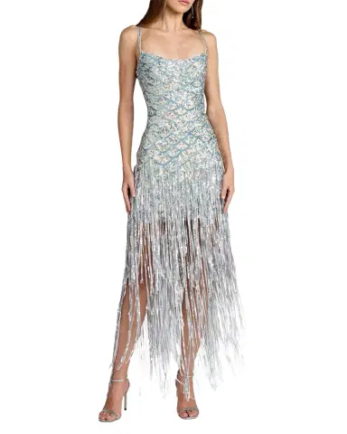 Mac Duggal Sequined Fringe Sleeveless Dress | Thumbnail 1 Mac Duggal Sequined Fringe Sleeveless Dress | Thumbnail 1