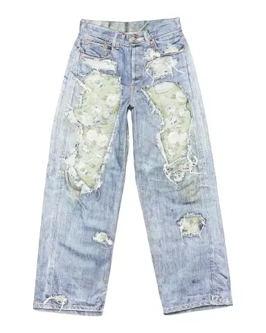 Acne Studios Men's Deconstructed Floral Repair Relaxed Fit Jeans | Thumbnail 2