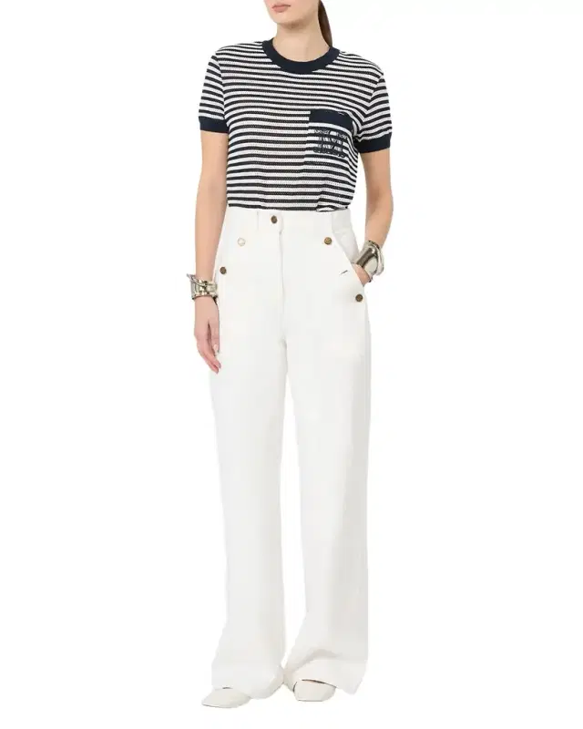 Max Mara Drago Striped Mesh Short-Sleeve T-Shirt