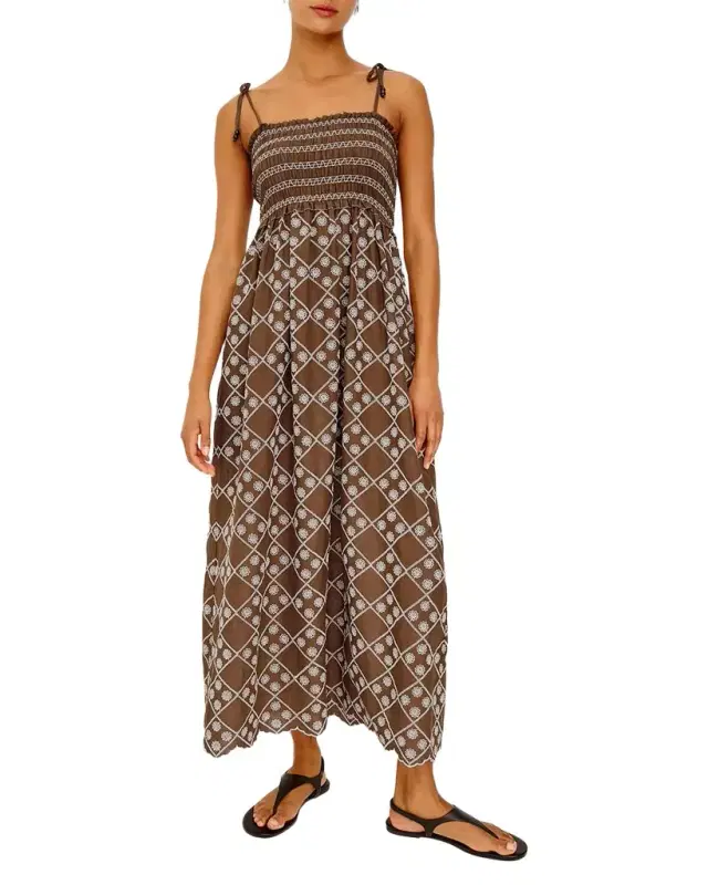Becca Embroidered Cotton Maxi Dress